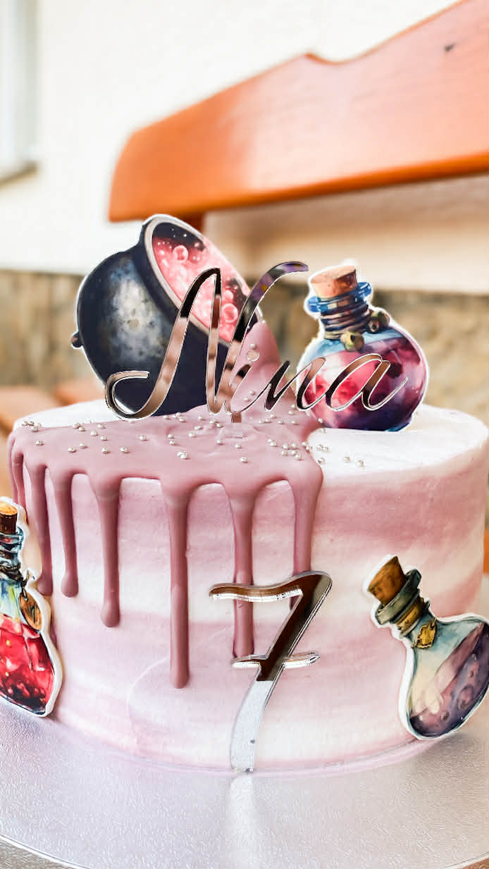 Cake topper silver mirror - acrylic